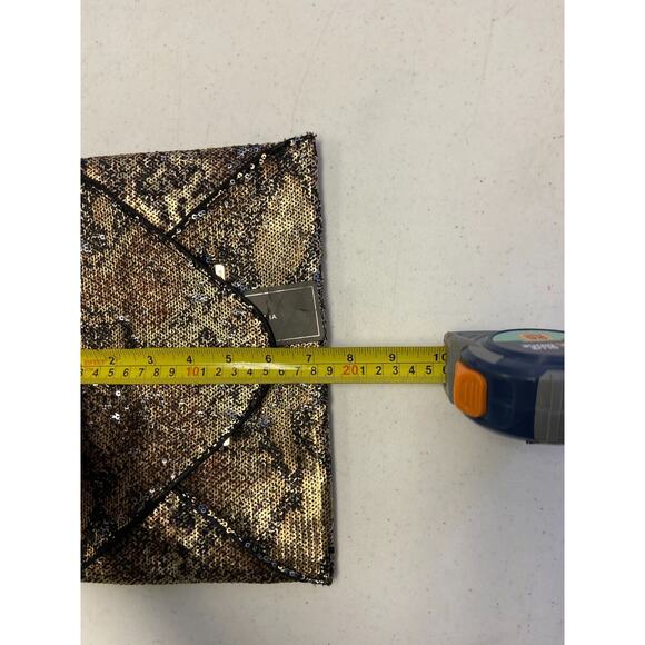 BCBG MAX AZRIA Gold Black Harlow Designer Purse Clutch Bag with Sequins NWT - Picture 2 of 15